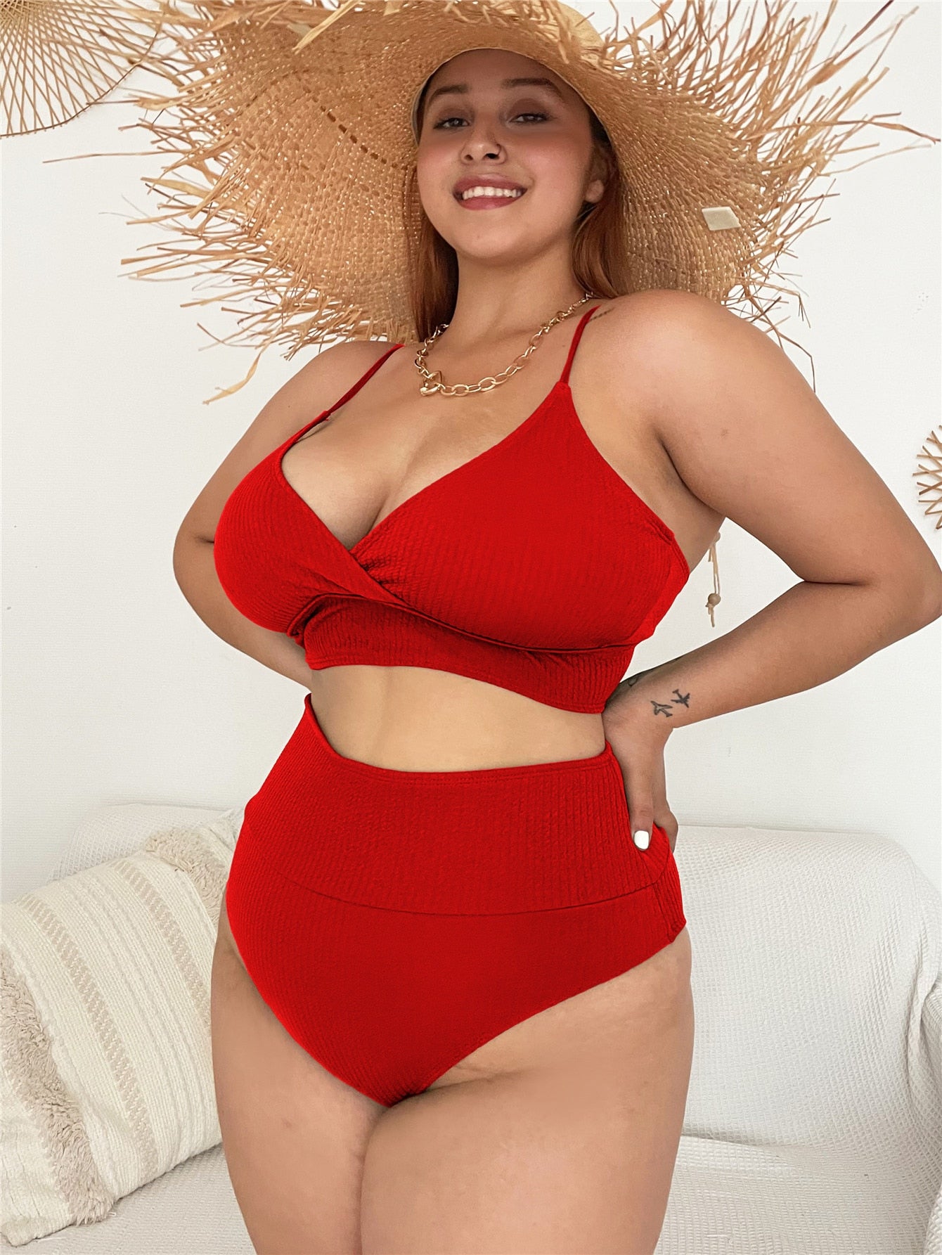 בגד ים גזרה גבוהה PLUS SIZE